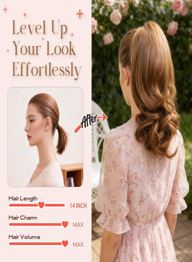 ZAVIDE 14Inches Curly Claw Clip Ponytail Extension Synthetic Hair Extension Ponytail Clip on Ponytail For Women Natural Looking Hairpiece (#12 Honey Blonde Highlights with Light Brown) - Image 4